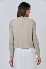 CROPPED RIB CARDI - SAND