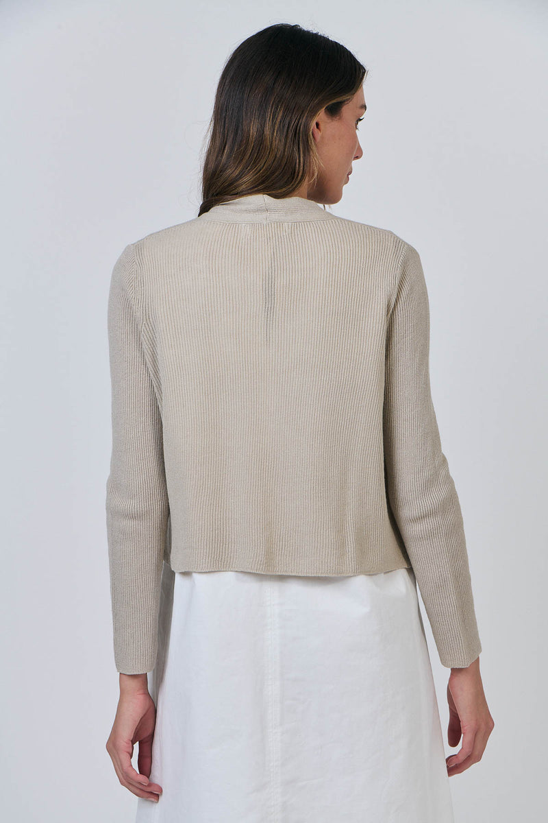 CROPPED RIB CARDI - SAND
