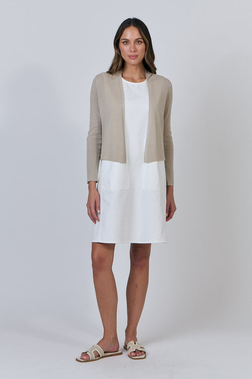 CROPPED RIB CARDI - SAND