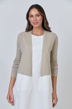CROPPED RIB CARDI - SAND