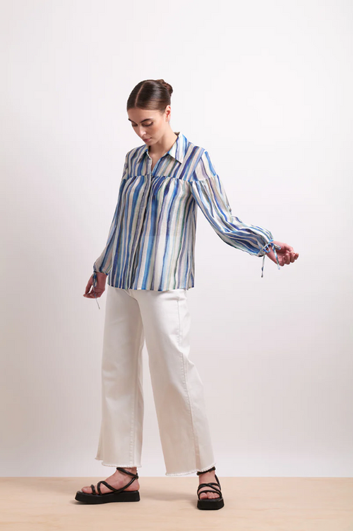 DRAW THE LINE SHIRT -  AZURE STRIPE