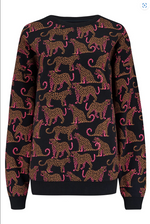 EADIE RELAXED SWEATSHIRT - BLACK, LEOPARD SPOTS