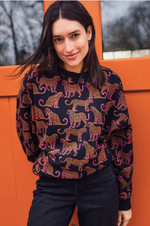 EADIE RELAXED SWEATSHIRT - BLACK, LEOPARD SPOTS