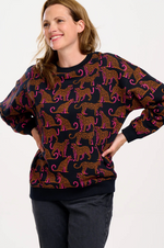 EADIE RELAXED SWEATSHIRT - BLACK, LEOPARD SPOTS