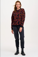 EADIE RELAXED SWEATSHIRT - BLACK, LEOPARD SPOTS