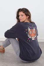 EADIE RELAXED SWEATSHIRT - CHARCOAL, TIGER & STARS