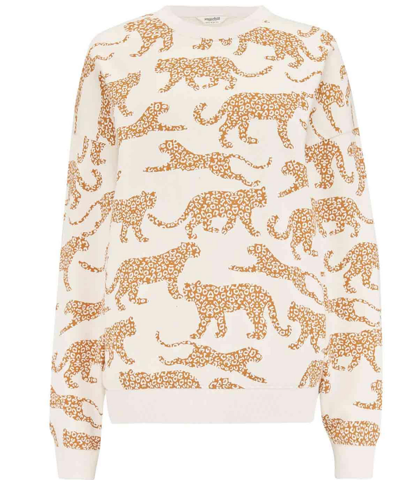 EADIE RELAXED SWEATSHIRT - CREAM, LARGE LEOPARD