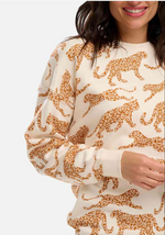 EADIE RELAXED SWEATSHIRT - CREAM, LARGE LEOPARD