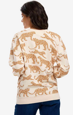 EADIE RELAXED SWEATSHIRT - CREAM, LARGE LEOPARD
