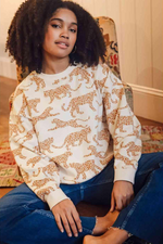 EADIE RELAXED SWEATSHIRT - CREAM, LARGE LEOPARD