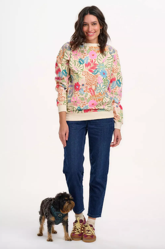 EADIE RELAXED SWEATSHIRT - OFF-WHITE/ MULTI, PAINTED JUNGLE