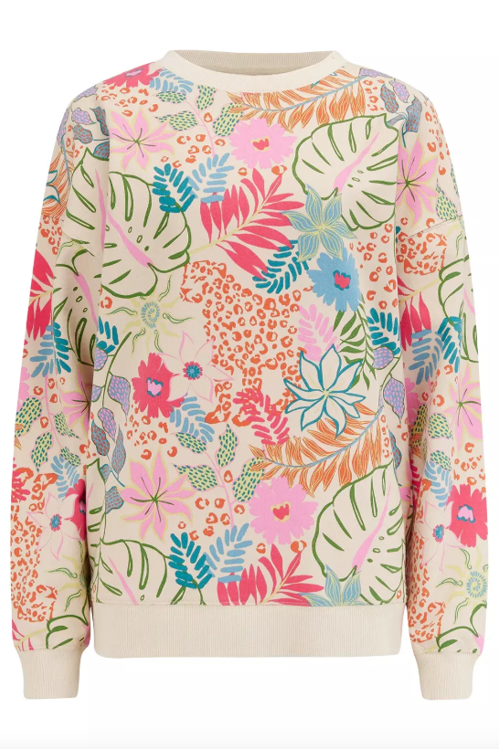 EADIE RELAXED SWEATSHIRT - OFF-WHITE/ MULTI, PAINTED JUNGLE