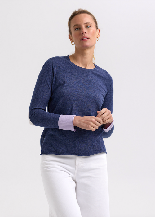 ELBOW PATCH JUMPER - DENIM