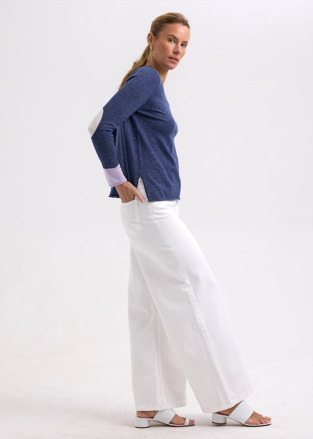ELBOW PATCH JUMPER - DENIM