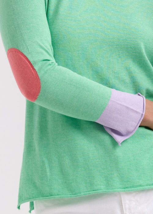 ELBOW PATCH JUMPER - SPEARMINT