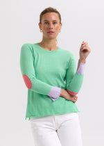 ELBOW PATCH JUMPER - SPEARMINT