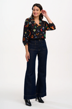 ELKIE BLOUSE - BLACK, ZODIAC RAINBOW SKIES