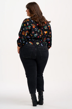ELKIE BLOUSE - BLACK, ZODIAC RAINBOW SKIES