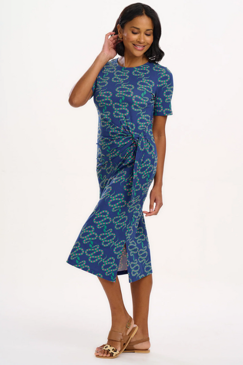 EMERSYN JERSEY MIDI DRESS - BRIGHT NAVY, STAR SNAKES