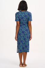 EMERSYN JERSEY MIDI DRESS - BRIGHT NAVY, STAR SNAKES