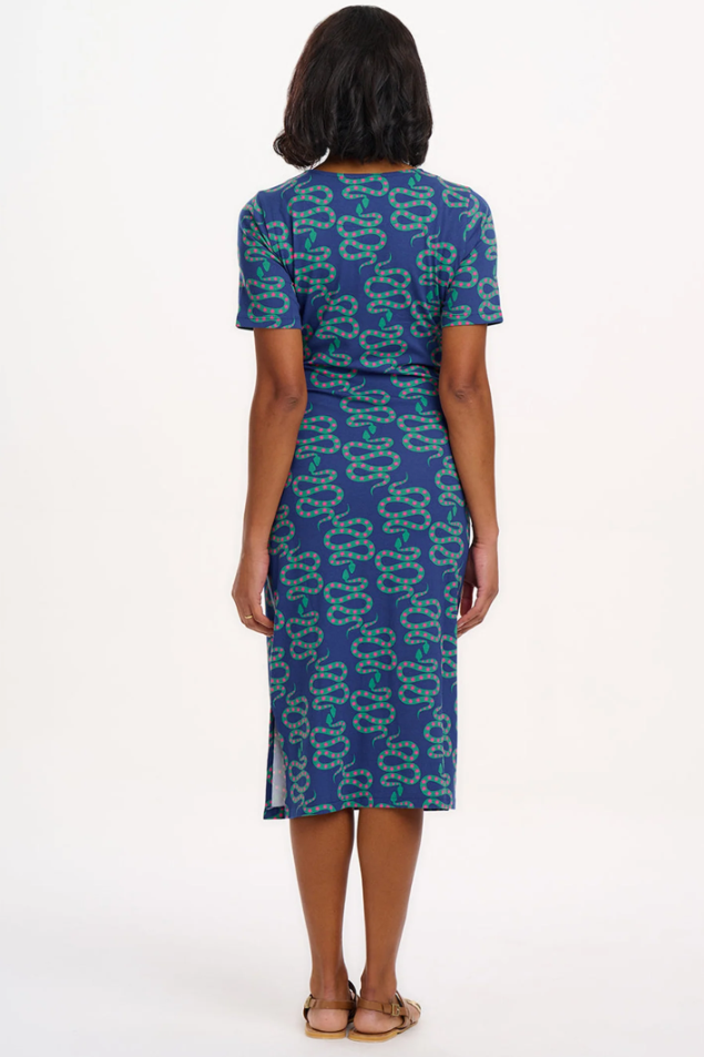 EMERSYN JERSEY MIDI DRESS - BRIGHT NAVY, STAR SNAKES