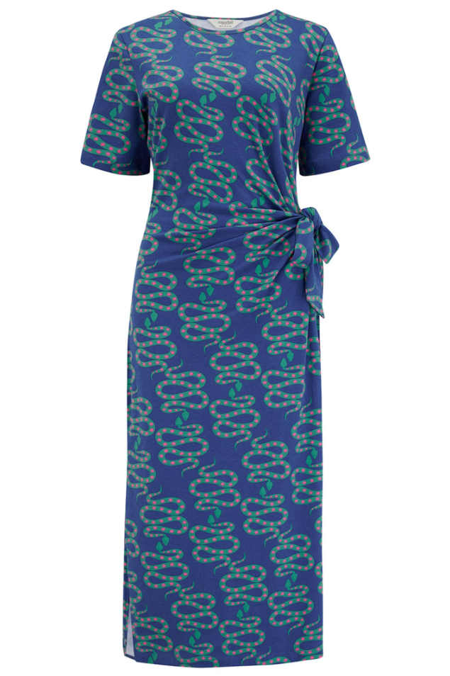 EMERSYN JERSEY MIDI DRESS - BRIGHT NAVY, STAR SNAKES