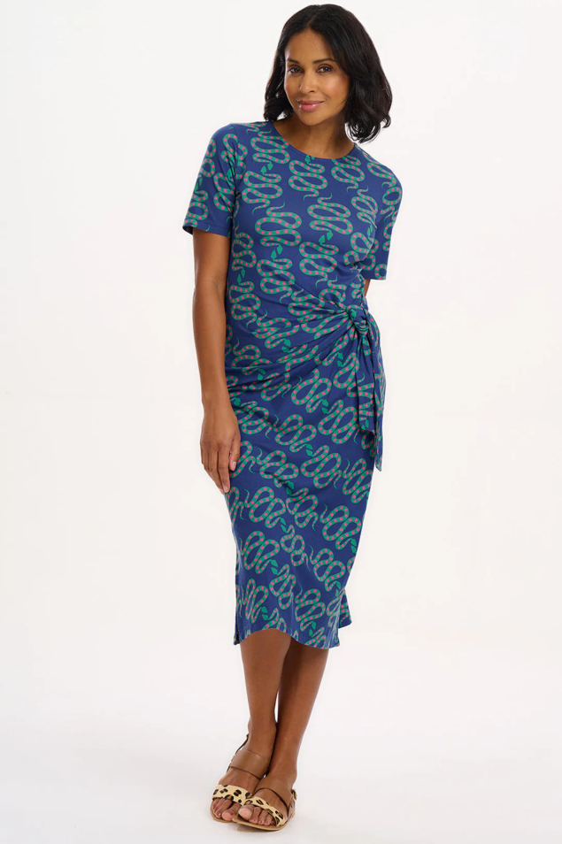 EMERSYN JERSEY MIDI DRESS - BRIGHT NAVY, STAR SNAKES