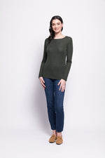 FINE MERINO CREW NECK TOP - MOSS