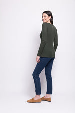 FINE MERINO CREW NECK TOP - MOSS