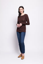 FINE MERINO CREW NECK TOP - RAISIN