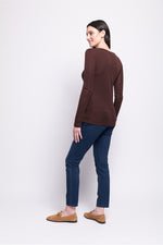 FINE MERINO CREW NECK TOP - RAISIN