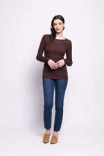 FINE MERINO CREW NECK TOP - RAISIN