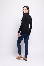 FINE MERINO CREW NECK TOP IN BLACK