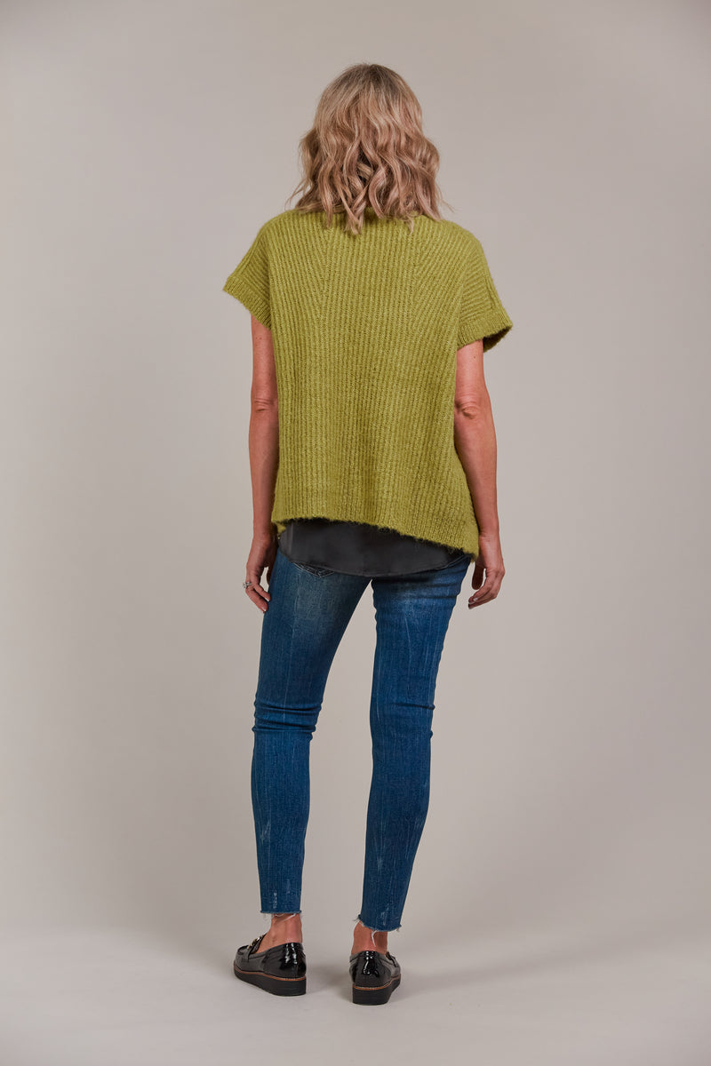 FOLIE BUTTON VEST - CHARTREUSE