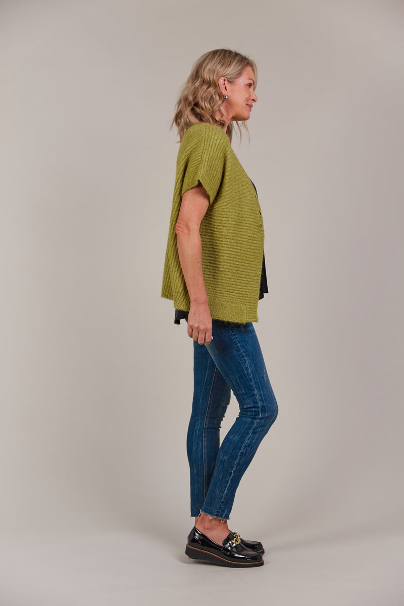 FOLIE BUTTON VEST - CHARTREUSE