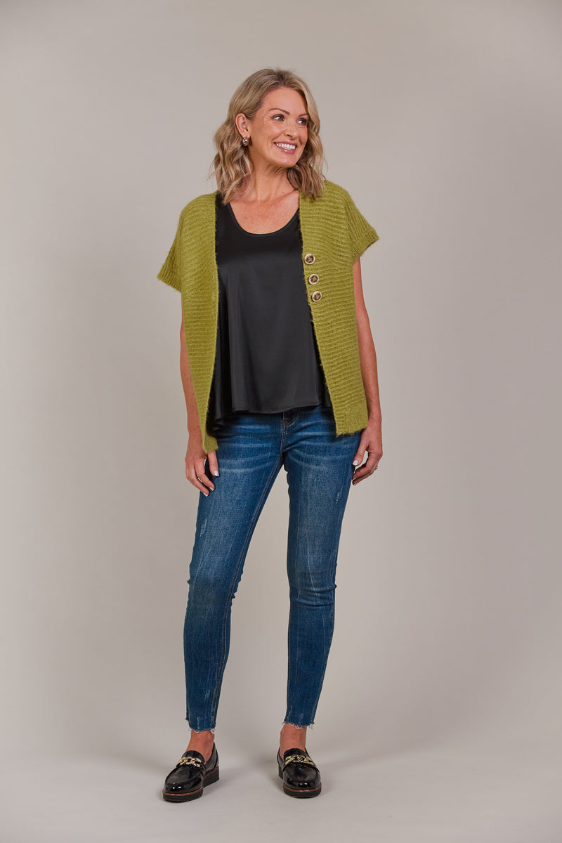 FOLIE BUTTON VEST - CHARTREUSE