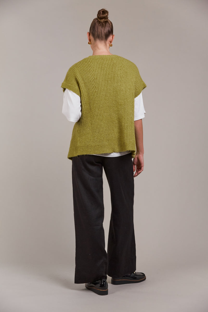 FOLIE BUTTON VEST - CHARTREUSE