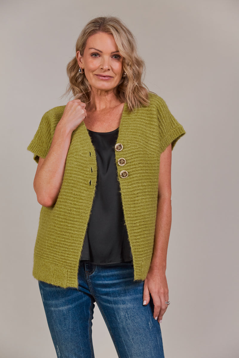 FOLIE BUTTON VEST - CHARTREUSE