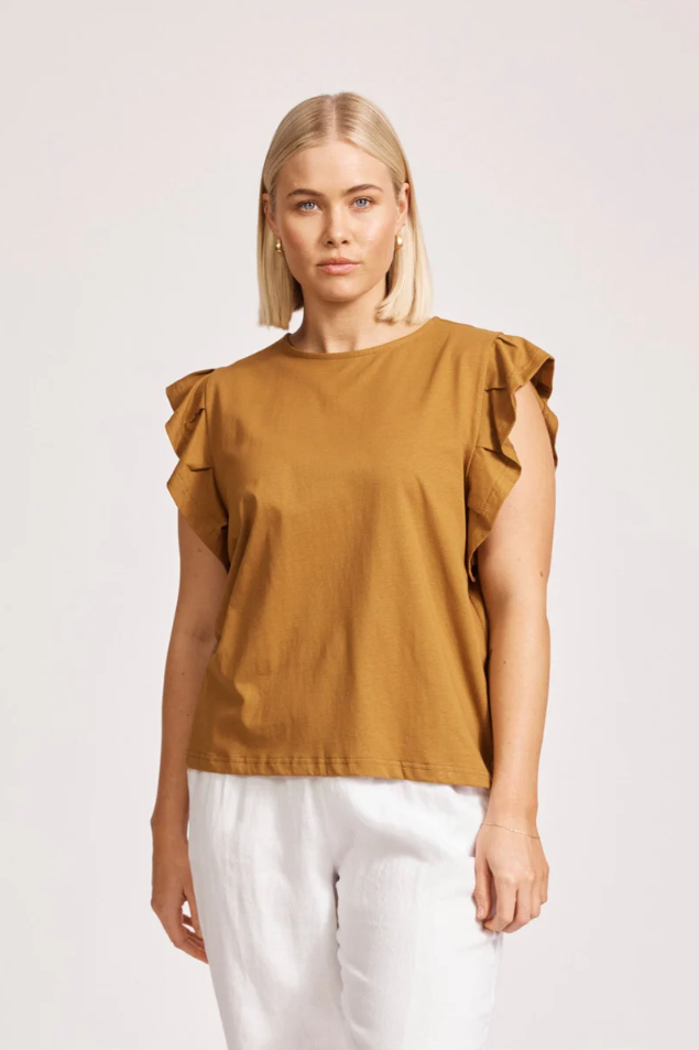 FRANCIA FRILL TANK- CARAMEL