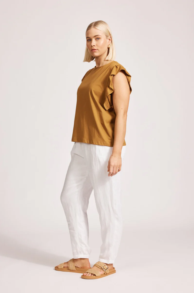 FRANCIA FRILL TANK- CARAMEL