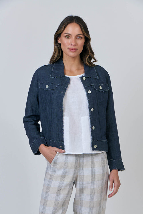 FRAYED EDGE JACKET - POSEIDON