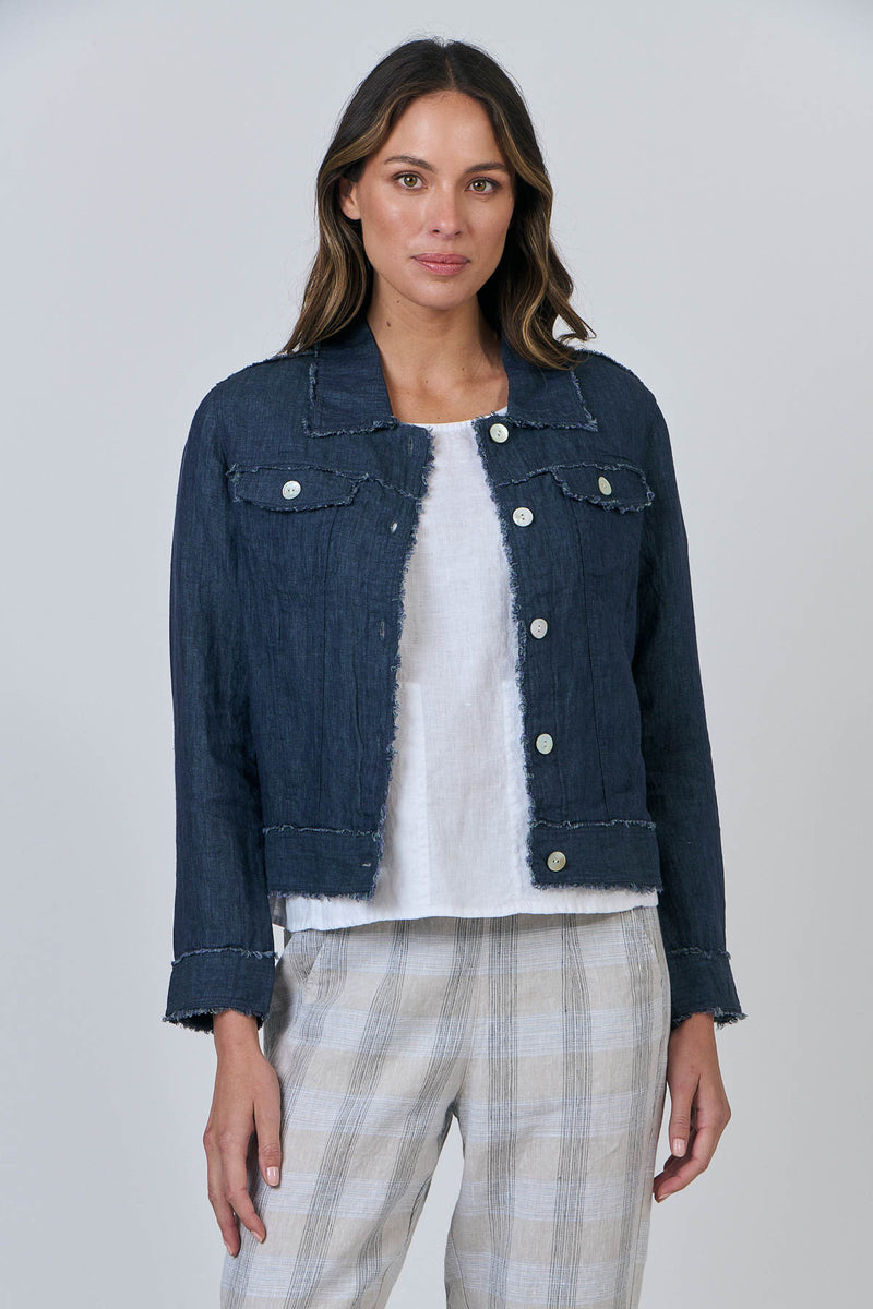 FRAYED EDGE JACKET - POSEIDON