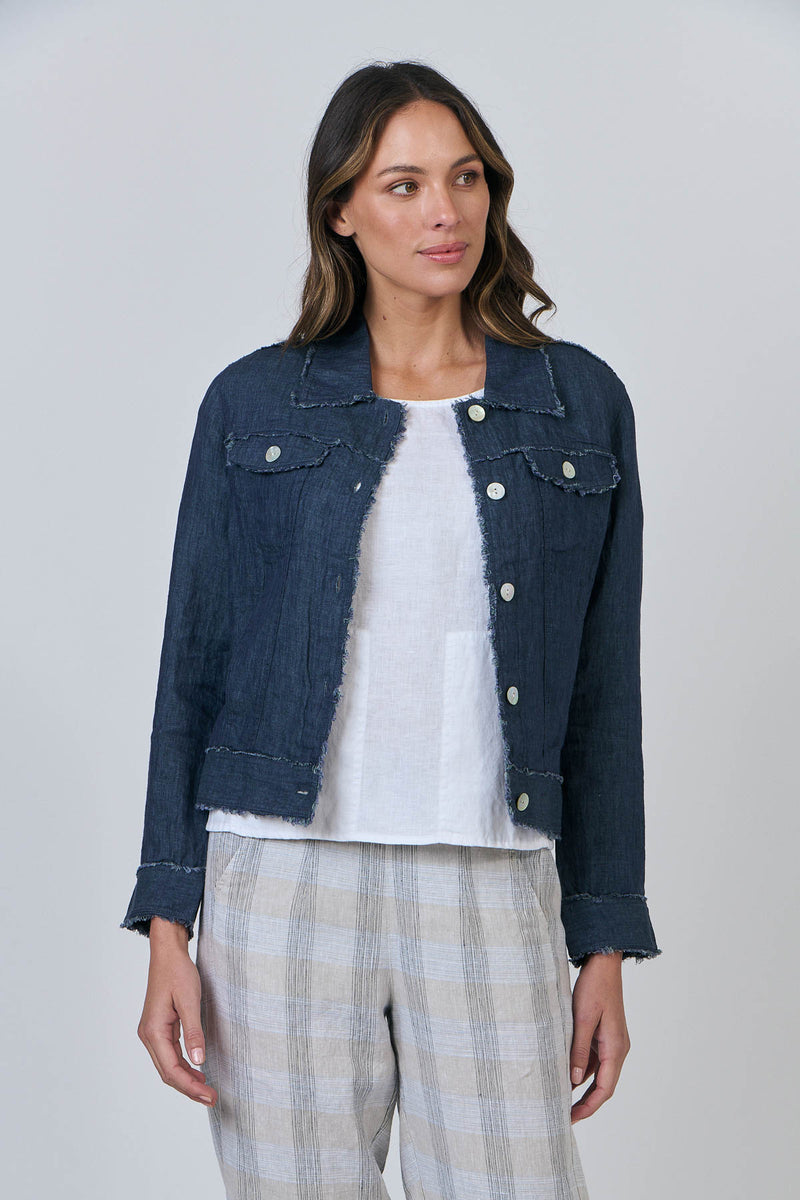 FRAYED EDGE JACKET - POSEIDON