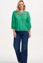 HYMA TOP - GREEN, LEOPARD FLORAL