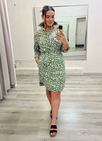 IRIS COTTON DRESS: SMALL FLORAL MOSS