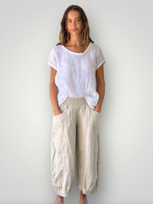 JACKIE LINEN PANT - ALMOND