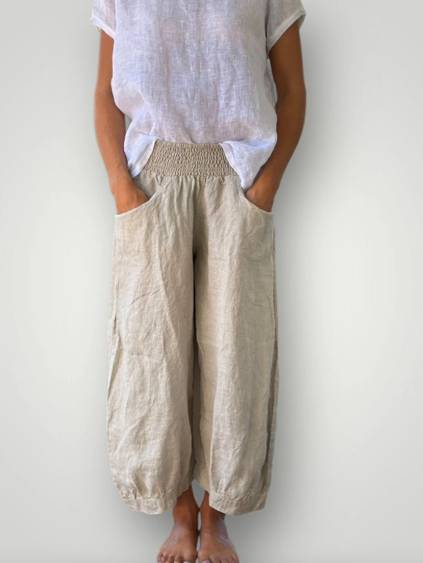 JACKIE LINEN PANT - ALMOND