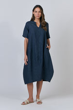 LANTERN HEM MIDI DRESS - POSEIDON