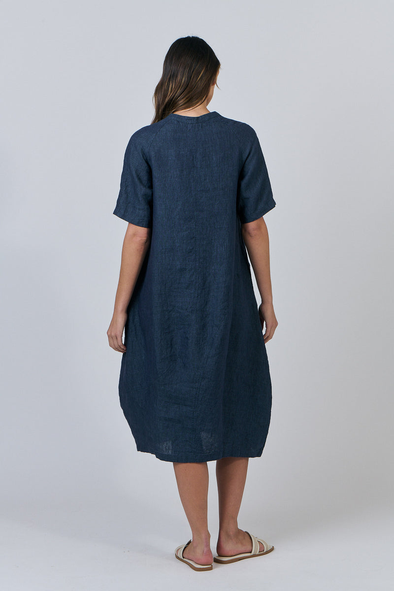 LANTERN HEM MIDI DRESS - POSEIDON