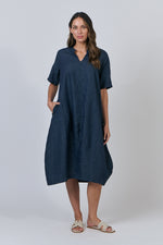 LANTERN HEM MIDI DRESS - POSEIDON